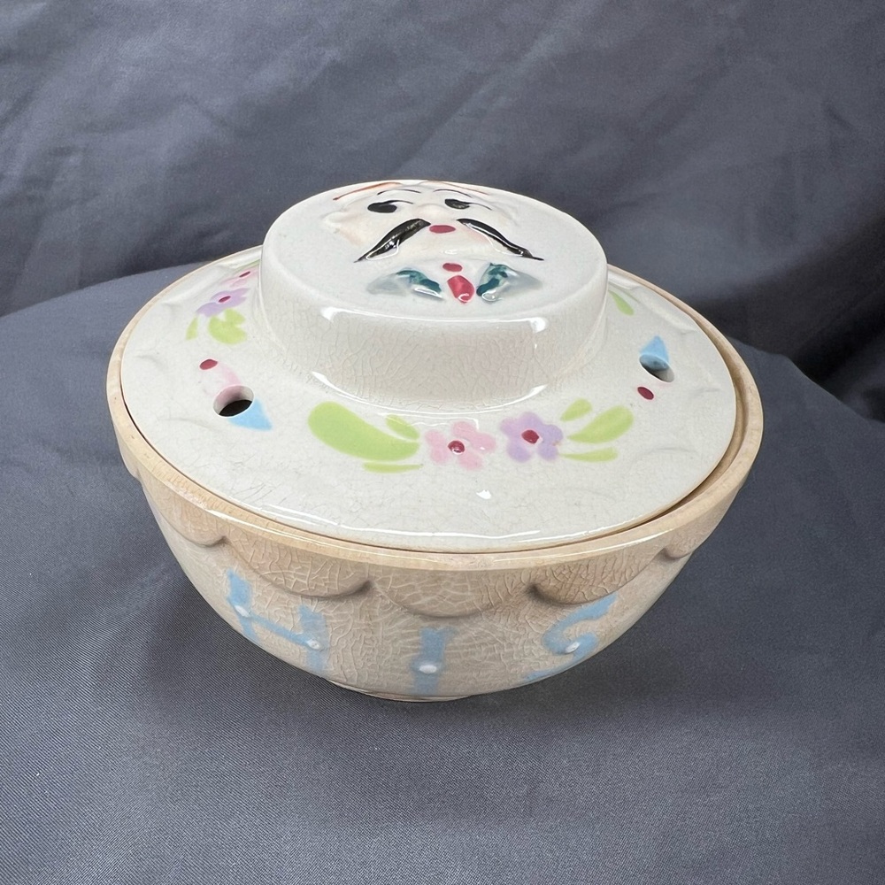 Vintage Enesco Japan His Lidded Vanity Jar
